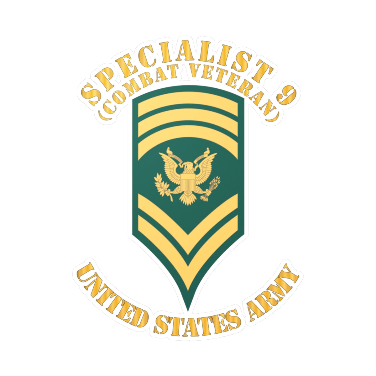 Kiss-Cut Vinyl Decals - Army - Enlisted - SPEC 9 - Specialist 9  - Std - Combat Veteran X 300
