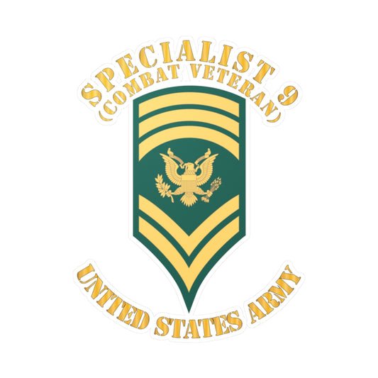 Kiss-Cut Vinyl Decals - Army - Enlisted - SPEC 9 - Specialist 9  - Std - Combat Veteran X 300
