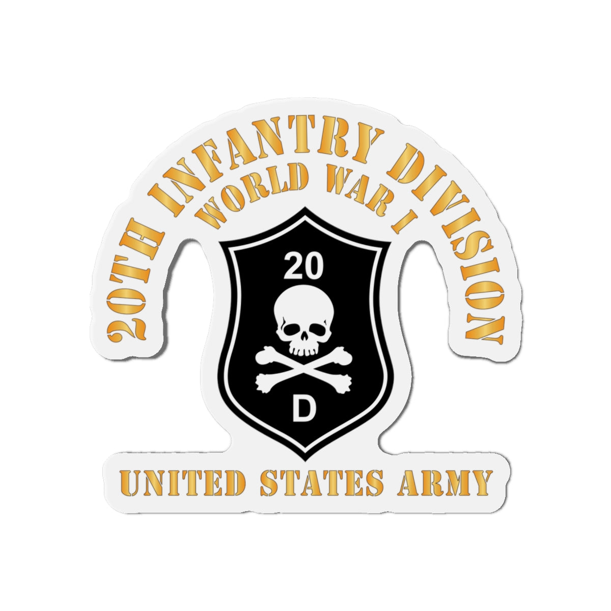Die-Cut Magnets - Army - SSI - 20th Infantry Division  - WWI - US Army X 300
