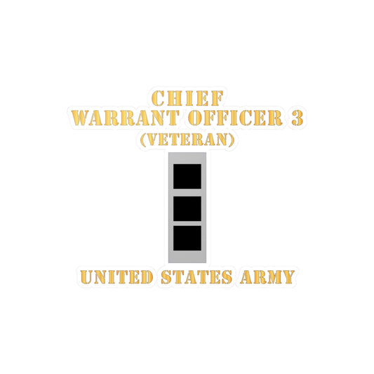Kiss-Cut Vinyl Decals - Army - Chief Warrant Officer 3 - CW03 - Veteran - Flat - X 300