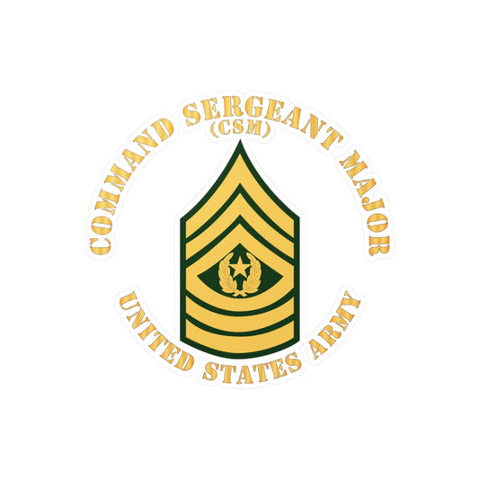 Kiss-Cut Vinyl Decals - Army - Command Sergeant Major - CSM - Flat X 300