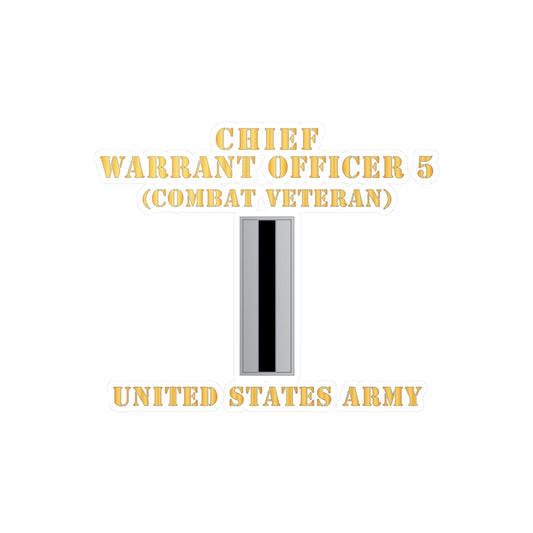 Kiss-Cut Vinyl Decals - Army - Chief Warrant Officer 5 - CW05 - Combat Veteran - Flat - X 300