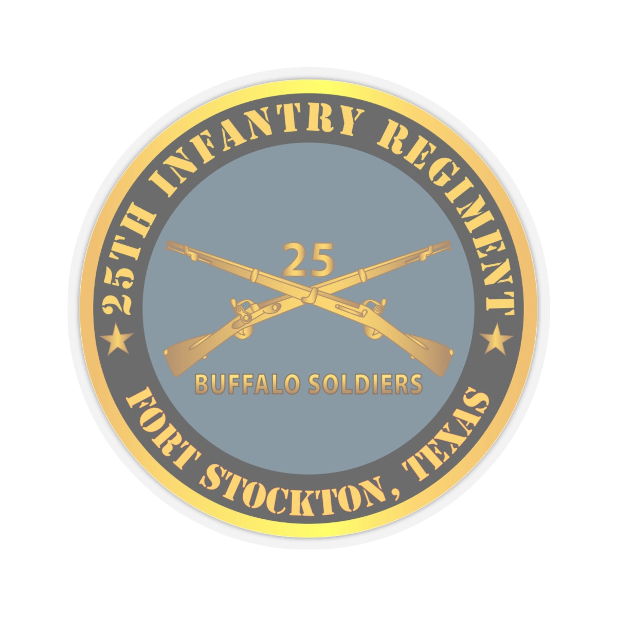 Kiss-Cut Stickers - Army - 25th Infantry Regiment - Fort Stockton, TX - Buffalo Soldiers w Inf Branch X 300