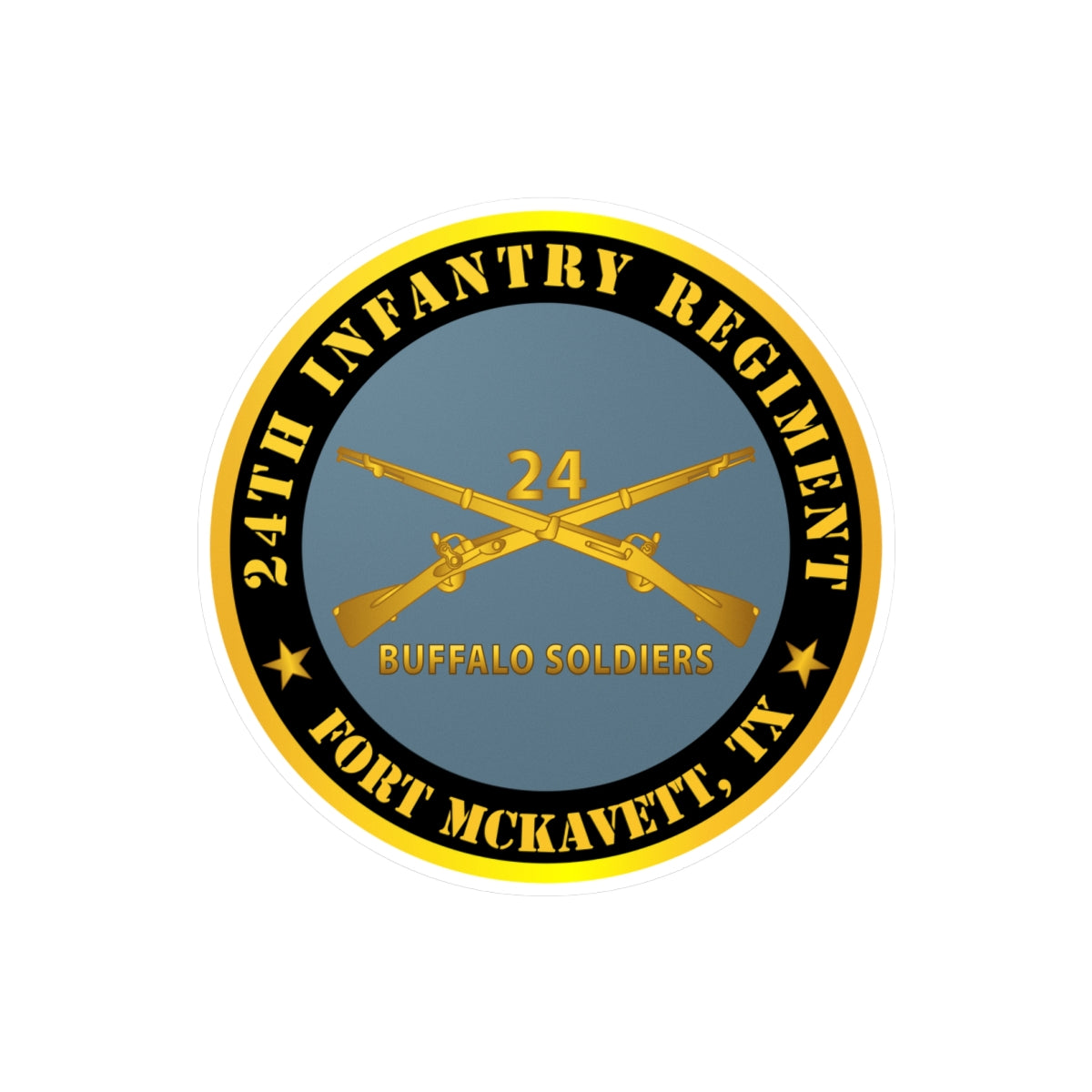 Kiss-Cut Vinyl Decals - Army - 24th Infantry Regiment - Fort McKavett, TX - Buffalo Soldiers w Inf Branch