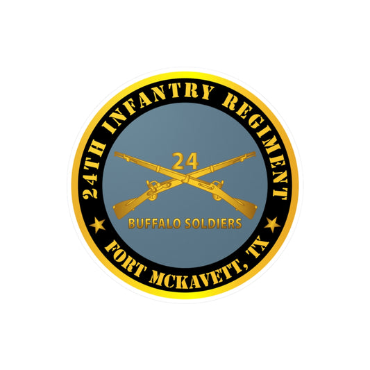 Kiss-Cut Vinyl Decals - Army - 24th Infantry Regiment - Fort McKavett, TX - Buffalo Soldiers w Inf Branch