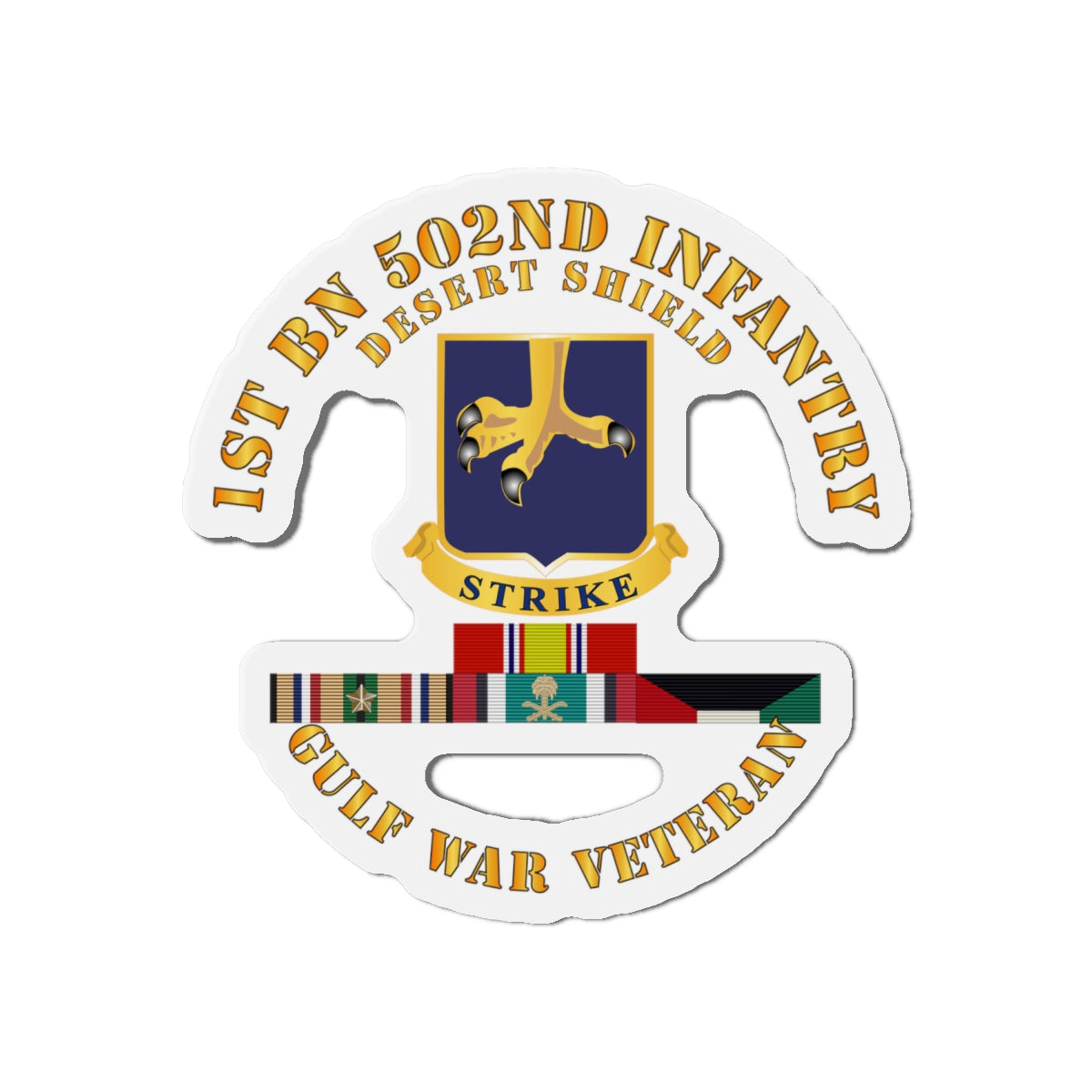 Die-Cut Magnets - 1st Bn 502nd Infantry - Desert Shield w Svc