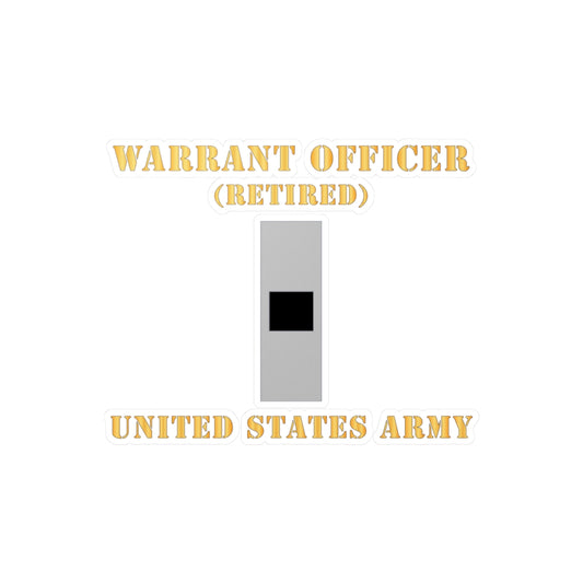 Kiss-Cut Vinyl Decals - Army - Warrant Officer - W01 - Retired - Flat X 300
