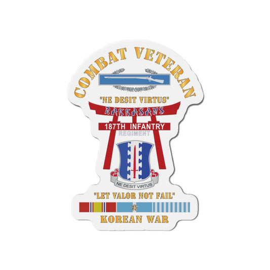 Die-Cut Magnets - Army - Combat Veteran - 187th Infantry Regiment - Torii, Rakkasans, Let Valor Not Fail, English, Latin w CIB w KOREA SVC X 300