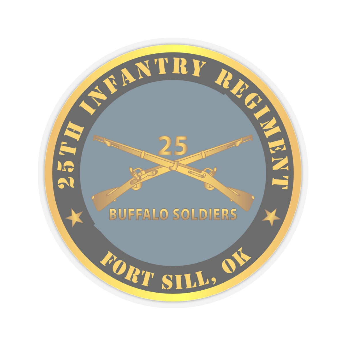 Kiss-Cut Stickers - Army - 25th Infantry Regiment - Fort Sill, OK - Buffalo Soldiers w Inf Branch