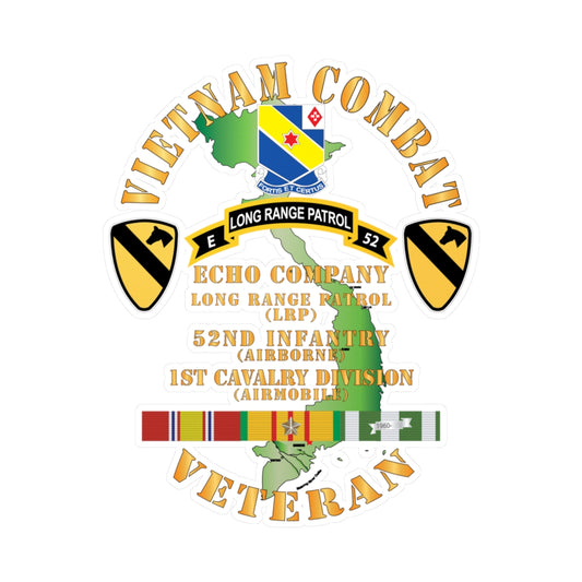 Kiss-Cut Vinyl Decals - Army - Vietnam Combat Veteran w  E Co - 52nd Inf ABN - 1st Cav Div X 300