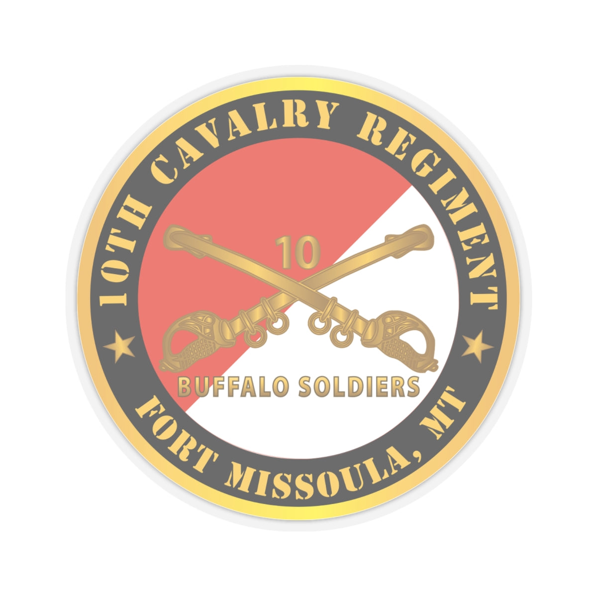 Kiss-Cut Stickers - Army - 10th Cavalry Regiment - Fort Missoula,  MT - Buffalo Soldiers w Cav Branch