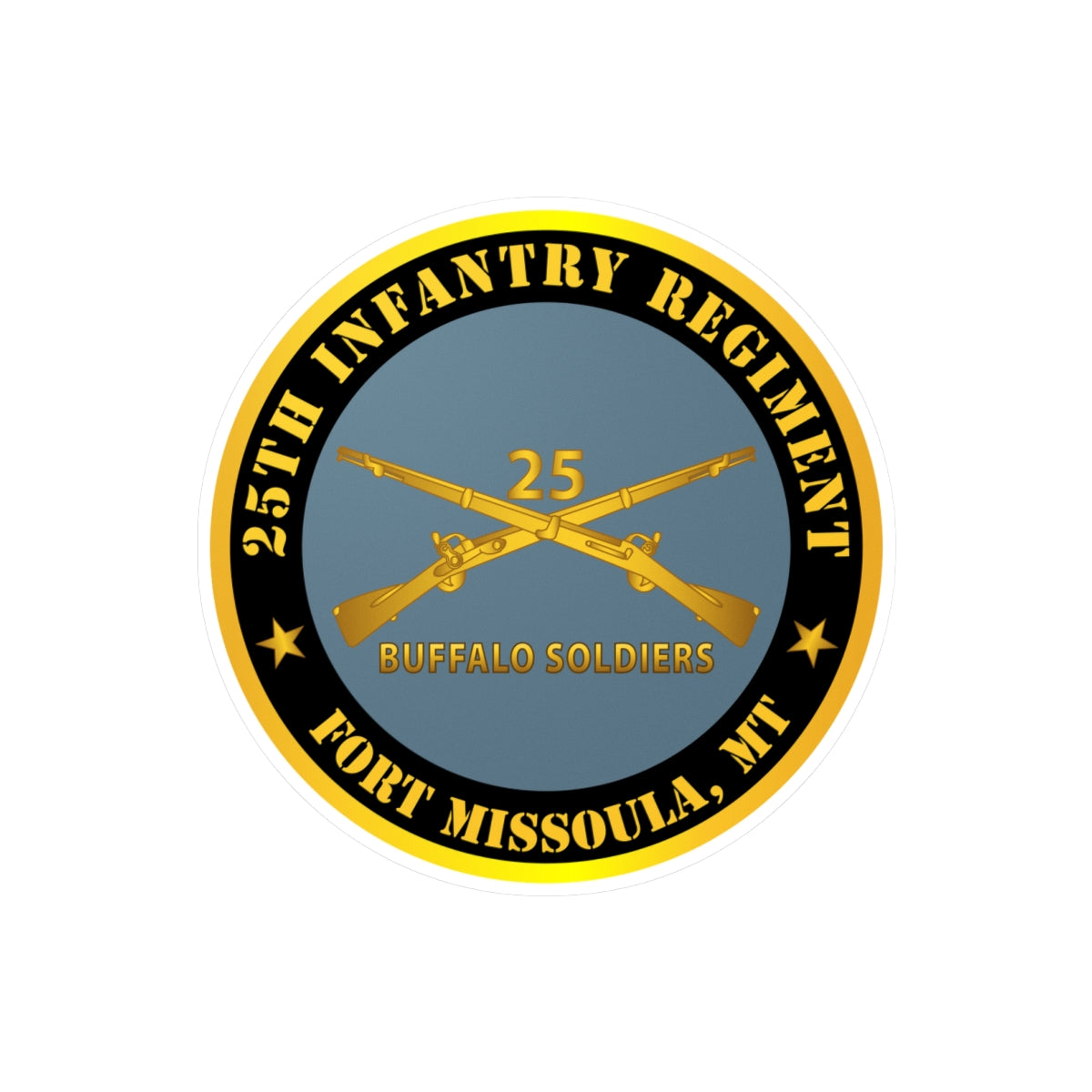 Kiss-Cut Vinyl Decals - Army - 25th Infantry Regiment - Fort Missoula, MT - Buffalo Soldiers w Inf Branch V1
