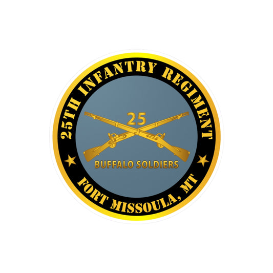 Kiss-Cut Vinyl Decals - Army - 25th Infantry Regiment - Fort Missoula, MT - Buffalo Soldiers w Inf Branch V1