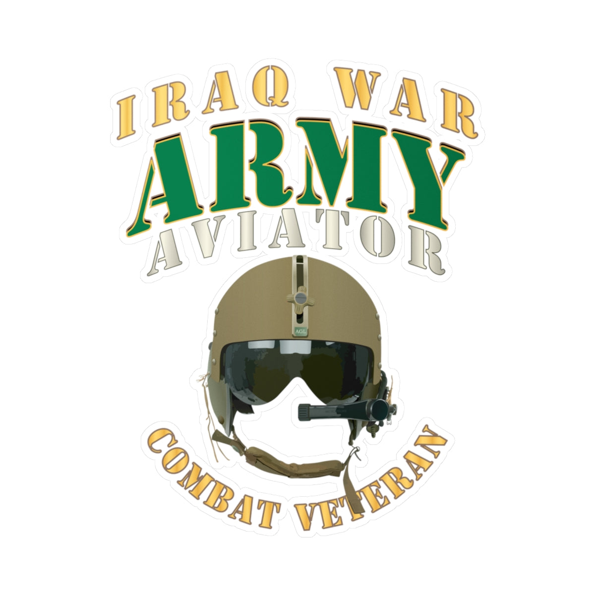 Kiss-Cut Vinyl Decals - Army - ARMY -  Aviator - Iraq War - Combat Vet X 300