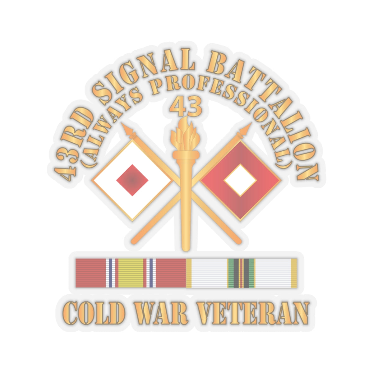 Kiss - Cut Stickers - Army - 43rd Signal Battalion - Cold War Veteran w COLD SVC X 300