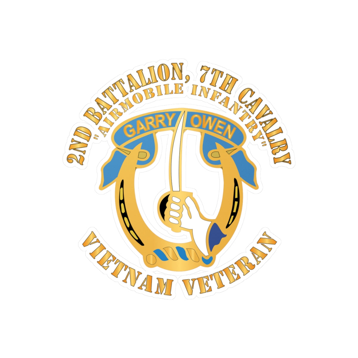 Kiss-Cut Vinyl Decals - Army - 2nd Battalion, 7th Cavalry - Vietnam Veteran X 300