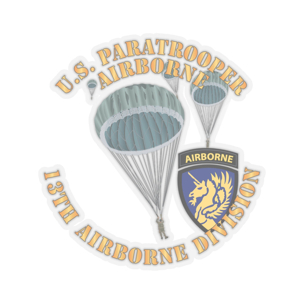 Kiss-Cut Stickers - Army - US Paratrooper - 13th Airborne Division X 300