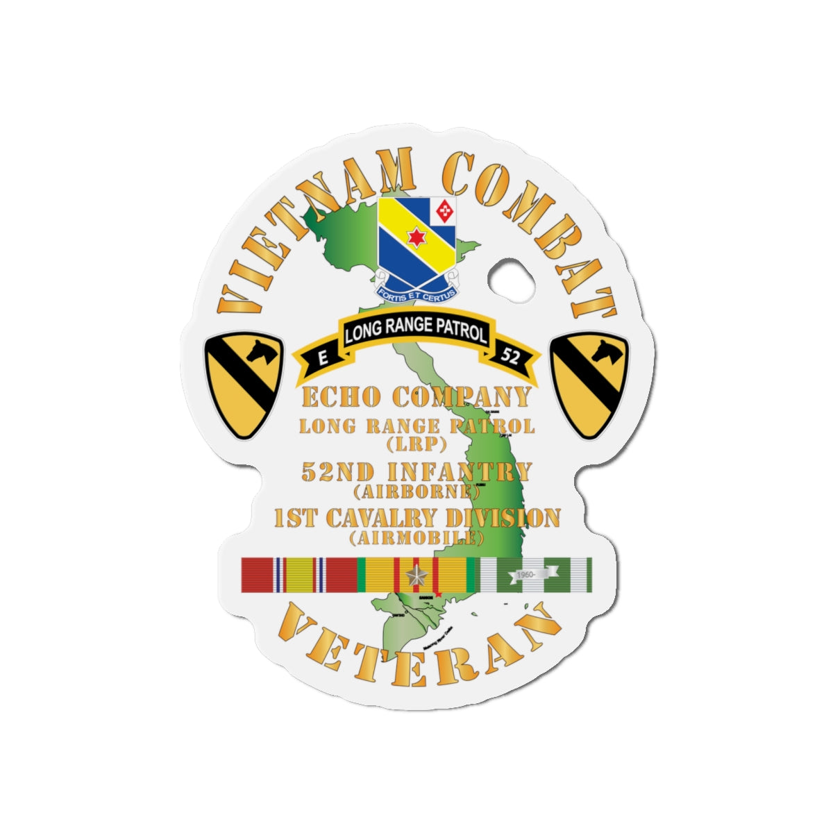 Die-Cut Magnets - Army - Vietnam Combat Veteran w  E Co - 52nd Inf ABN - 1st Cav Div X 300