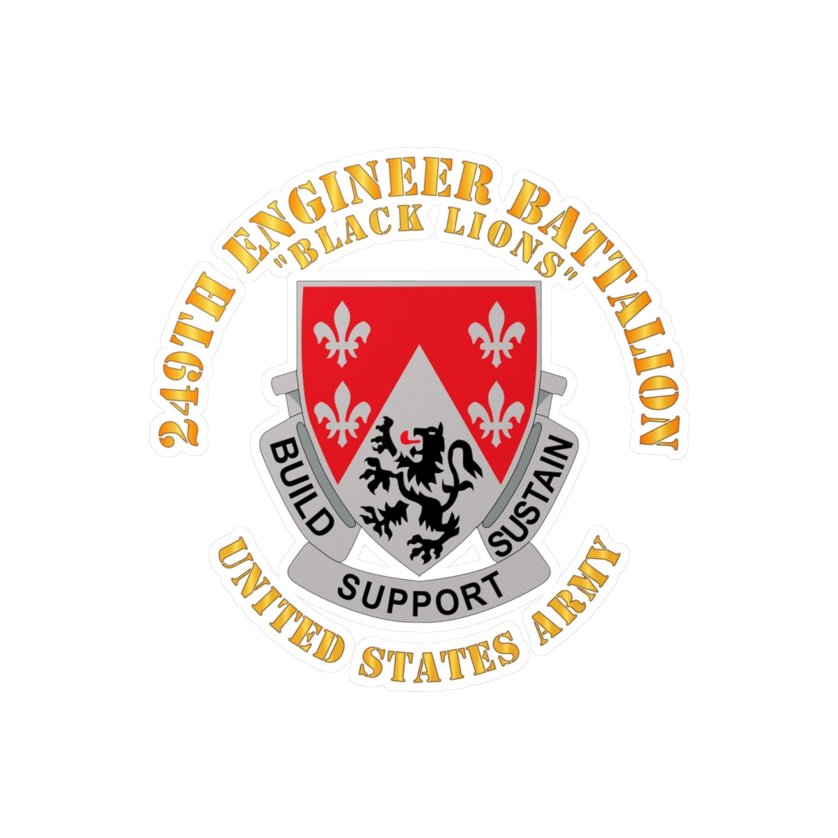 Kiss-Cut Vinyl Decals - Army - DUI - 249th Engineer Battalion