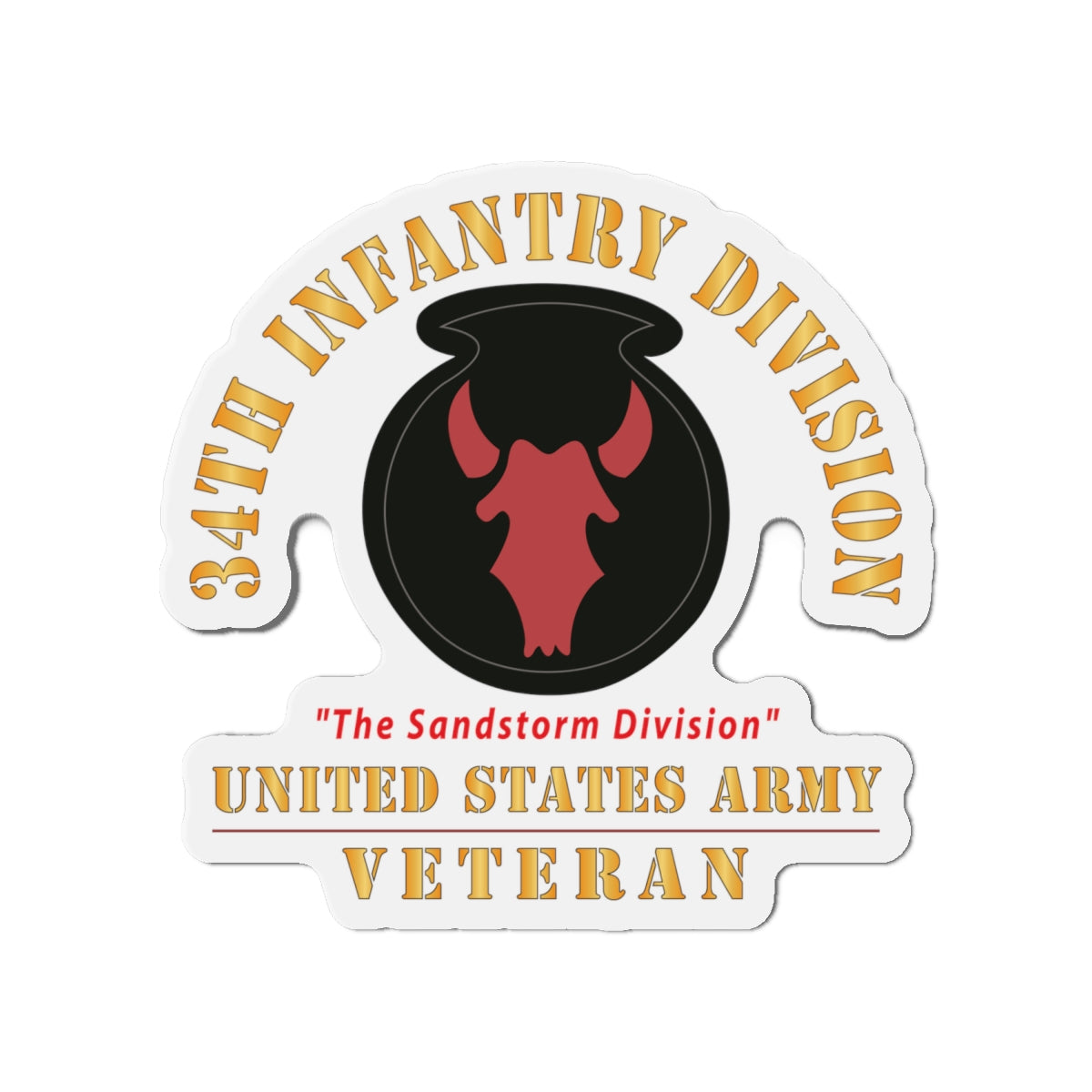 Die-Cut Magnets - Army - SSI - 34th Infantry Division - The Sandstorm Division - US Army Veteran X 300