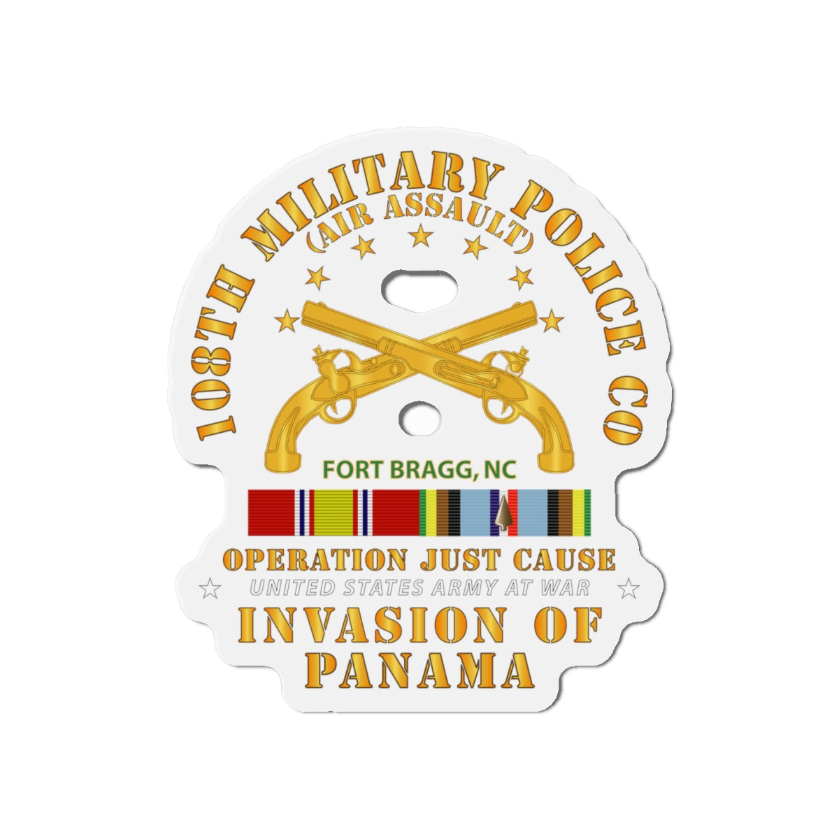 Die-Cut Magnets - Just Cause - 108th Military Police Co-Air Assault - FBNC w Svc Ribbons