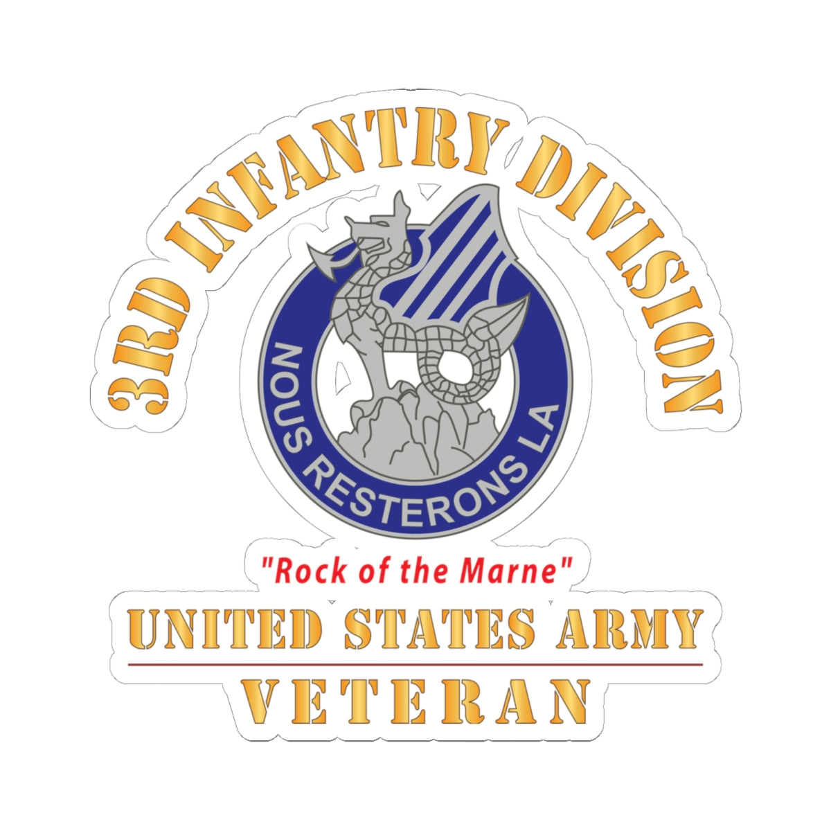 Kiss - Cut Stickers - Army - DUI - 3rd Infantry Division - Rock of the Marne - US Army Veteran X 300
