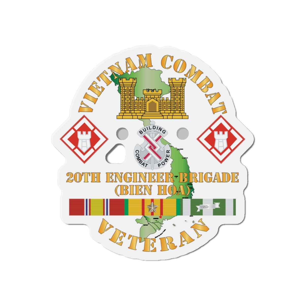 Die-Cut Magnets -SSI - Army - Vietnam Combat Veteran w 20th Engineer Brigade  SSI - BIEN HOA X 300