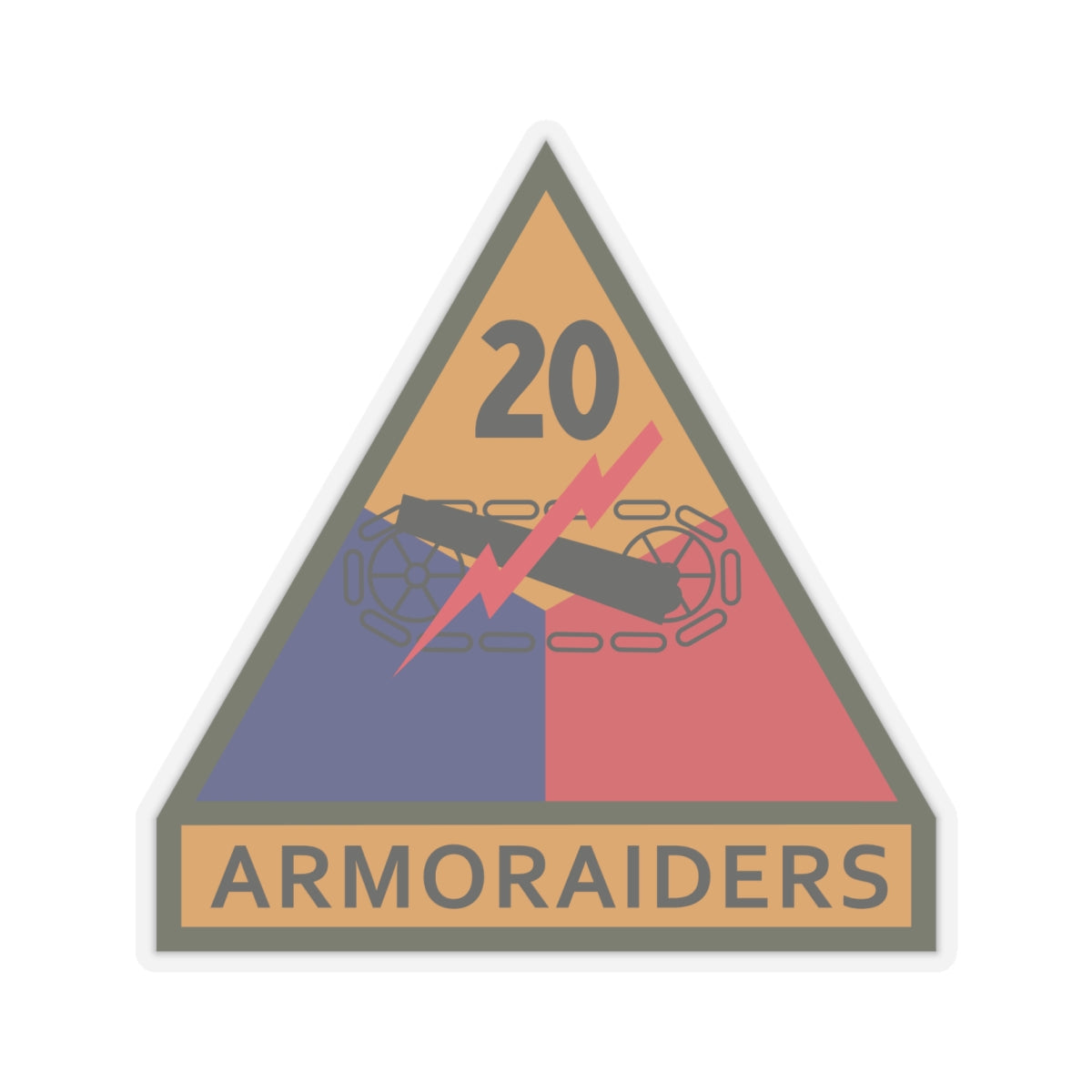 Kiss-Cut Stickers - SSI - 20th Armored Division w Name Tape X 300
