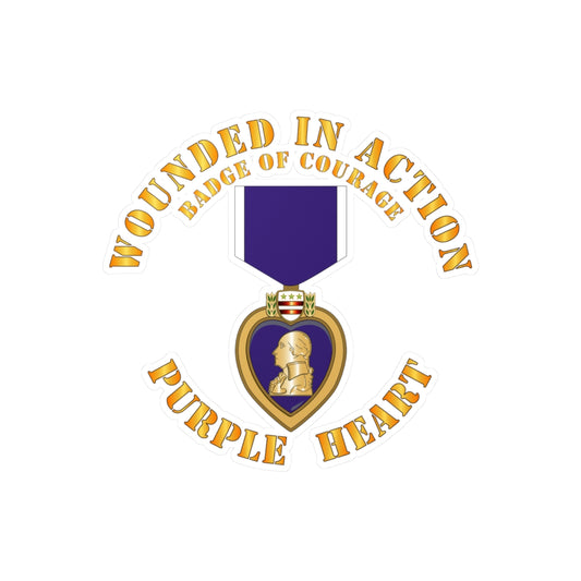 Kiss-Cut Vinyl Decals - Wounded in Action - Purple Heart - Badge of Courage X 300
