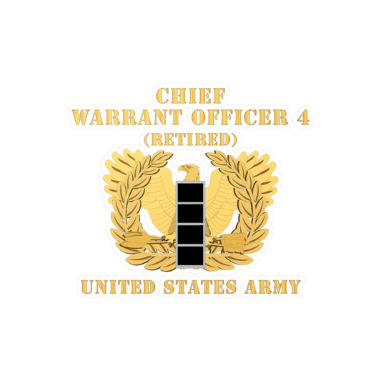 Kiss-Cut Vinyl Decals - Army - Chief Warrant Officer - CW04 - Retired - Flat - Eagle and Bar X 300