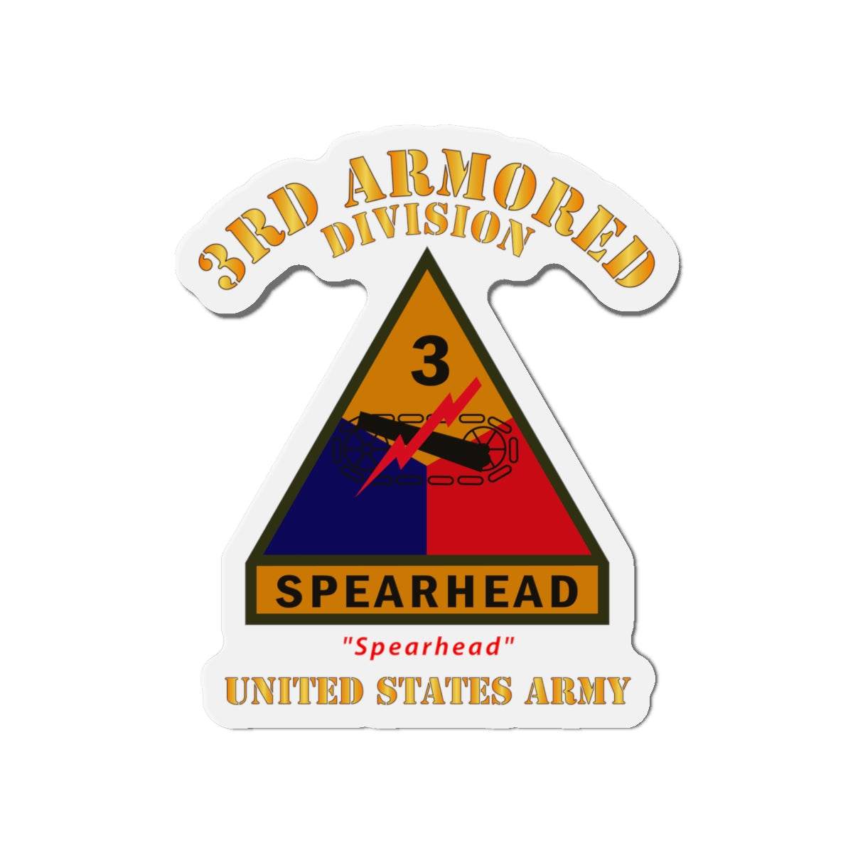 Die-Cut Magnets - Army - SSI - 3rd Armored Division w Name Tape - Spearhead - US Army X 300
