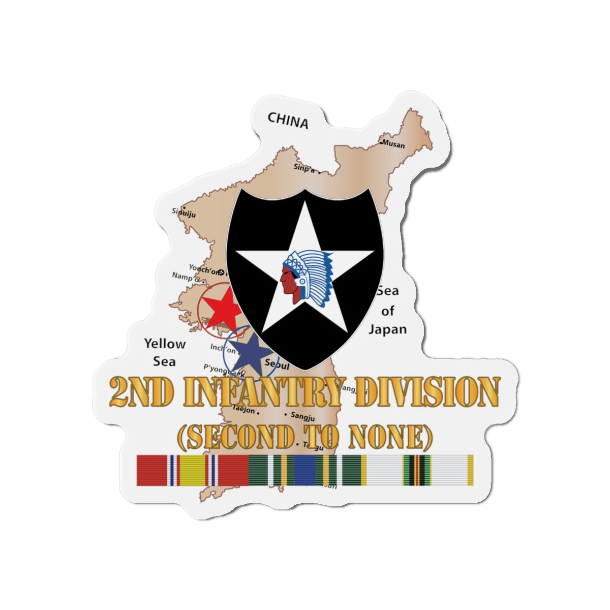 Die-Cut Magnets -SSI- Army - Korea Map - 2nd Infantry Div - Second to None w SVC X 300