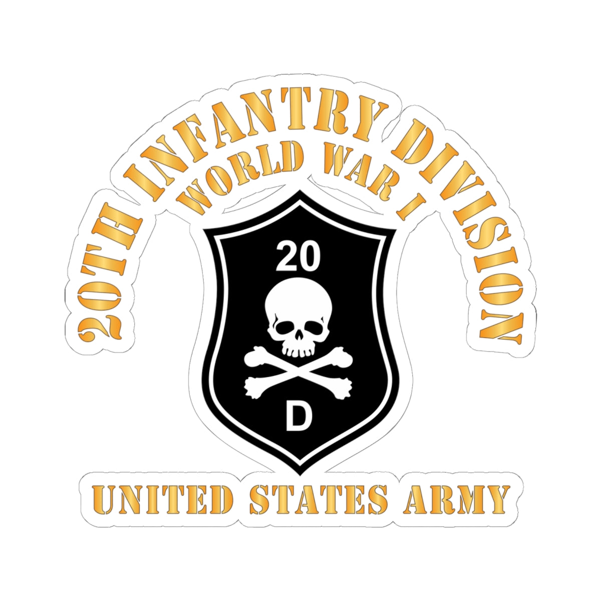 Kiss - Cut Stickers - Army - SSI - 20th Infantry Division  - WWI - US Army X 300