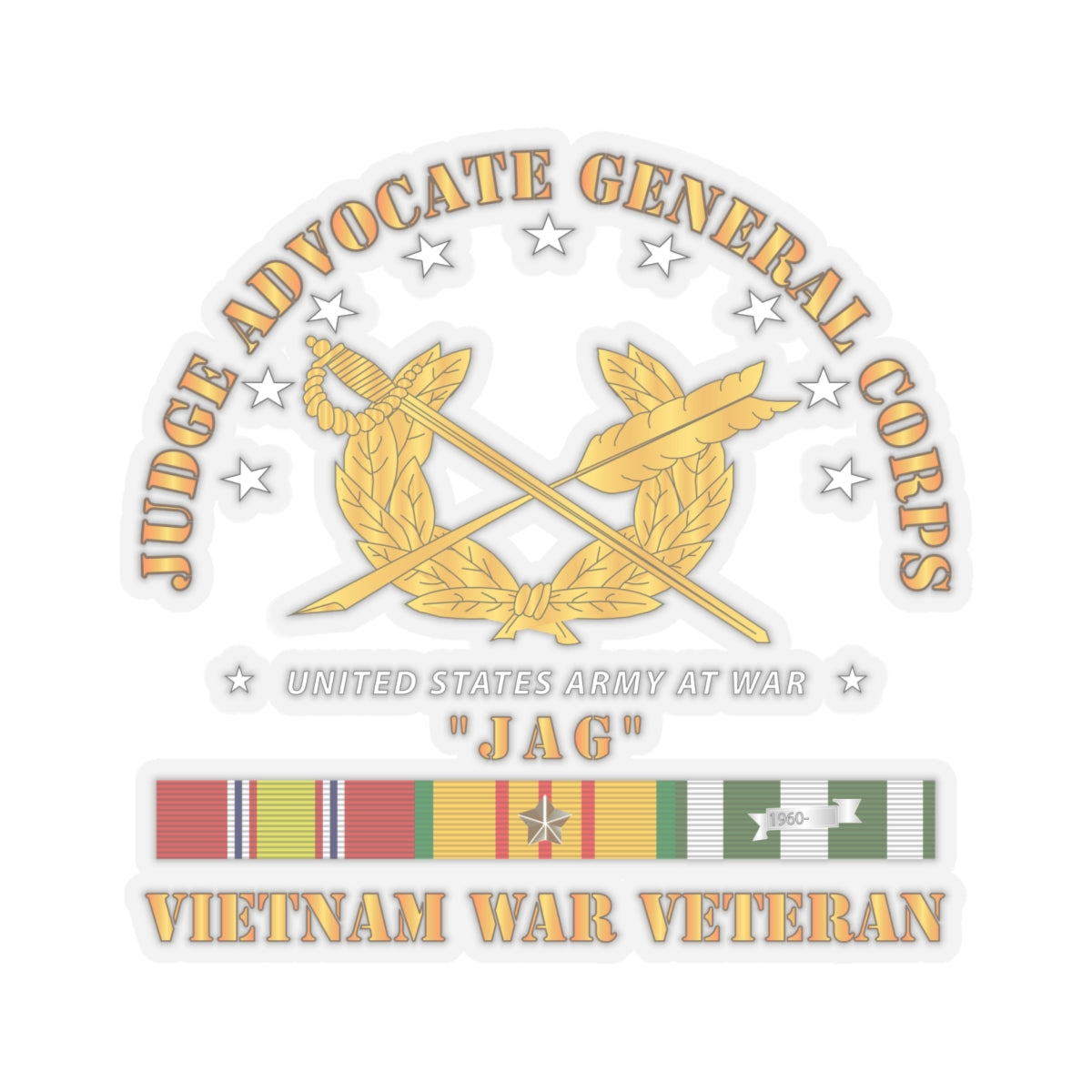 Kiss-Cut Stickers - Army - JAG Branch w VN SVC