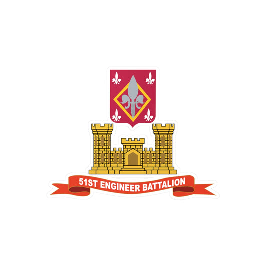 Kiss-Cut Vinyl Decals - Army - 51st Engineer Battalion w Br - Ribbon X 300