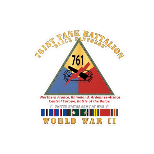 Kiss-Cut Vinyl Decals - Army - 761st Tank Battalion - Black Panthers - w SSI WWII  EU SVC