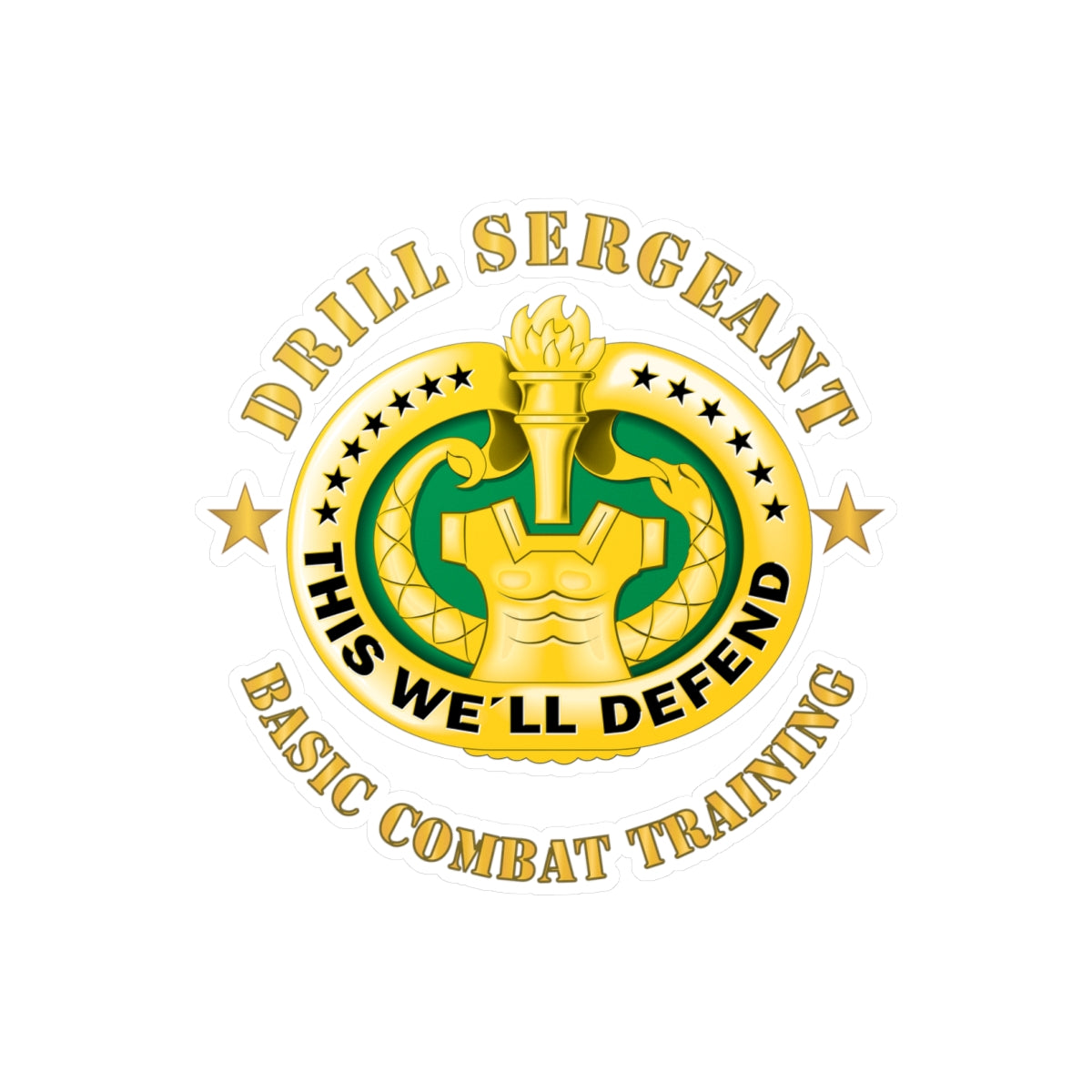Kiss-Cut Vinyl Decals - Army - Drill Sgt Badge - Basic Combat Training X 300