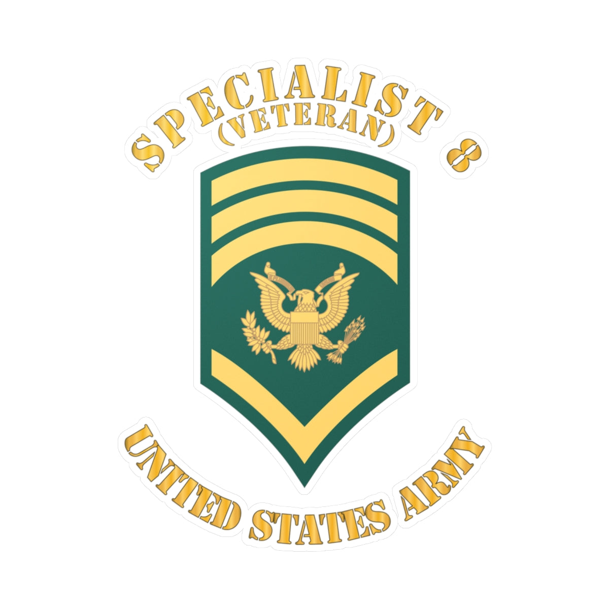 Kiss-Cut Vinyl Decals - Army - Enlisted - SPEC 8 - Specialist 8  - Std - Veteran X 300