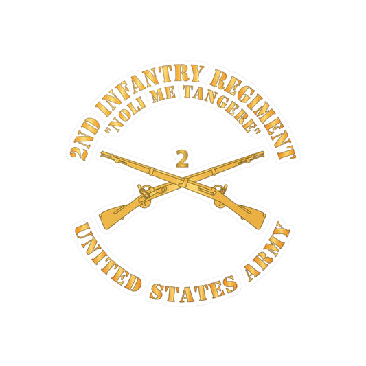 Kiss-Cut Vinyl Decals - Army - 2nd  Infantry Regiment Branch - Noli Me Tangere - US Army X 300