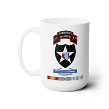 Load image into Gallery viewer, White Mug 15oz -1st Ranger Infantry Co - 2nd ID SSI w CIB KOREA SVC X 300
