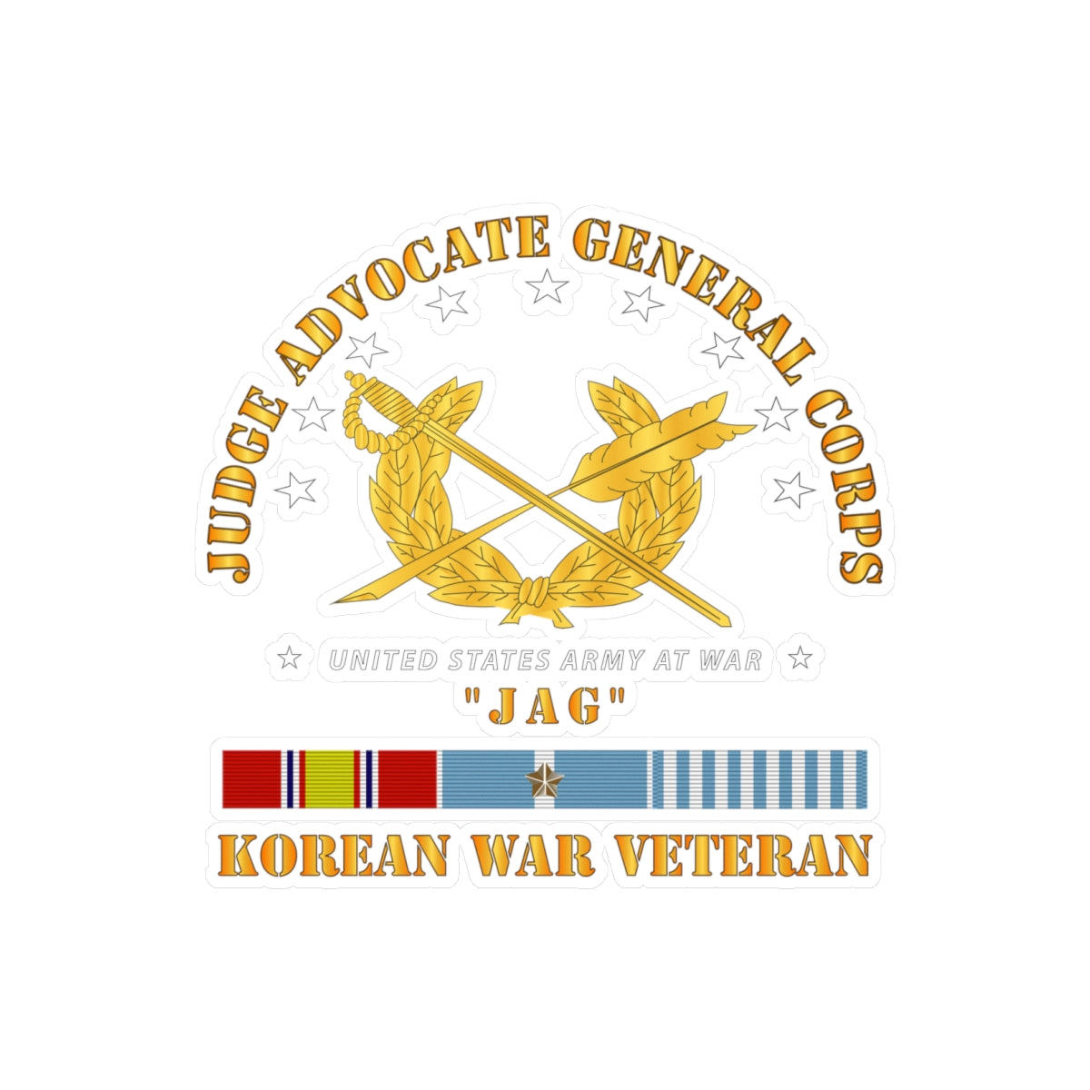Kiss-Cut Vinyl Decals - Army - JAG Branch w KOREAN SVC