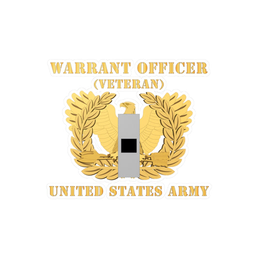 Kiss-Cut Vinyl Decals - Army - Warrant Officer - W01 - Veteran - Flat - Eagle and Bar X 300