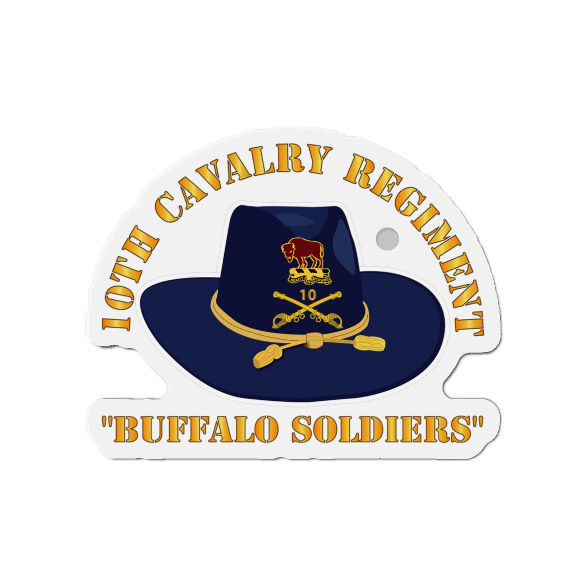 Die-Cut Magnets - 10th Cavalry Regiment w Cav Hat - Buffalo Soldiers