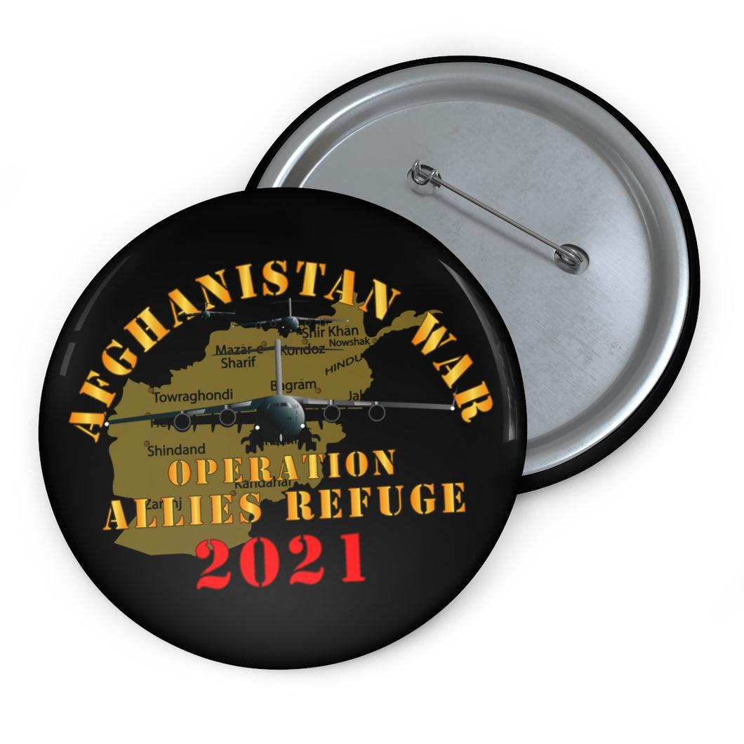 Custom Pin Buttons - Afghanistan War - Operation Allies Refuge - 2021