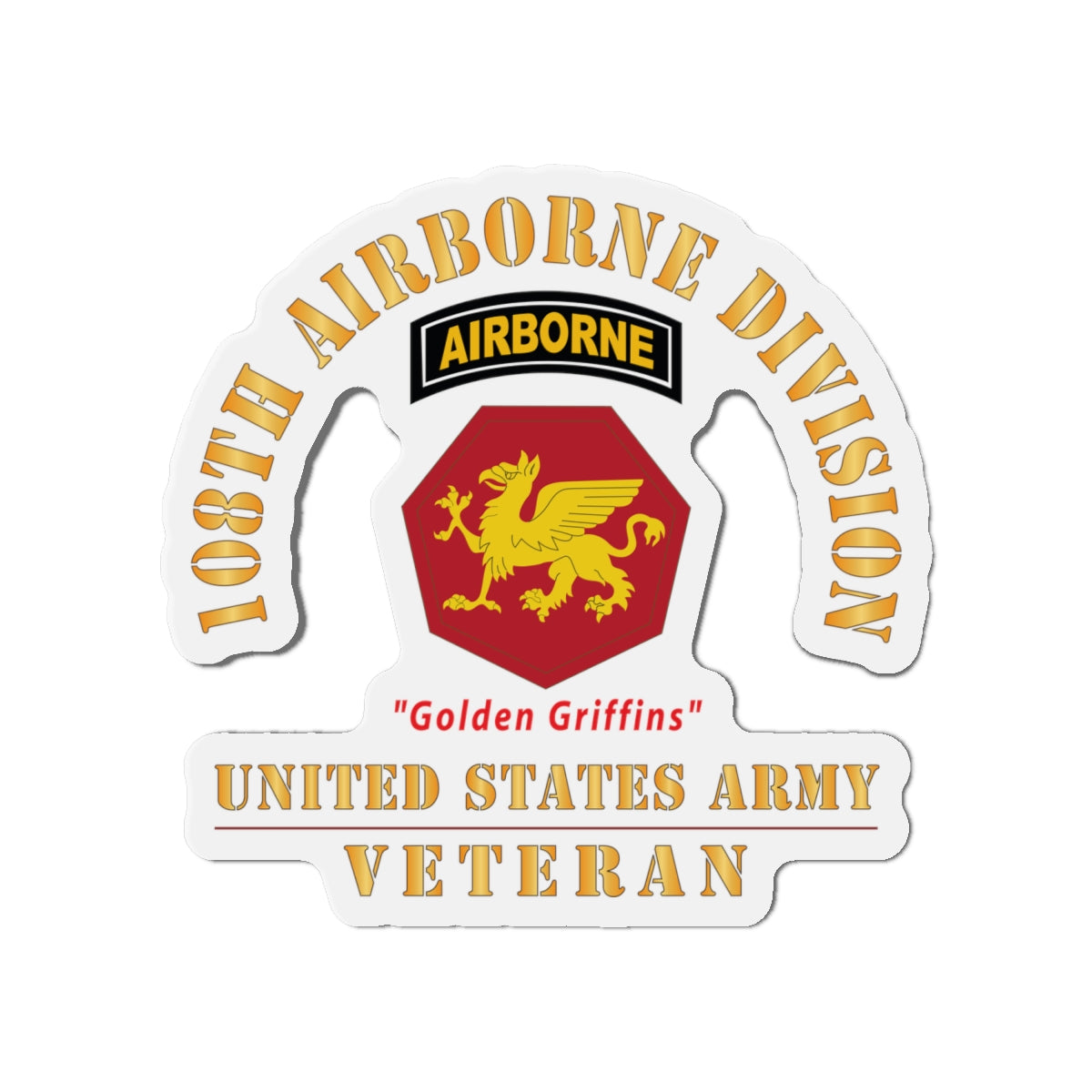 Die-Cut Magnets - Army - SSI - 108th Airborne Division (1946-1952 ) - Golden Griffins - US Army Veteran X 300