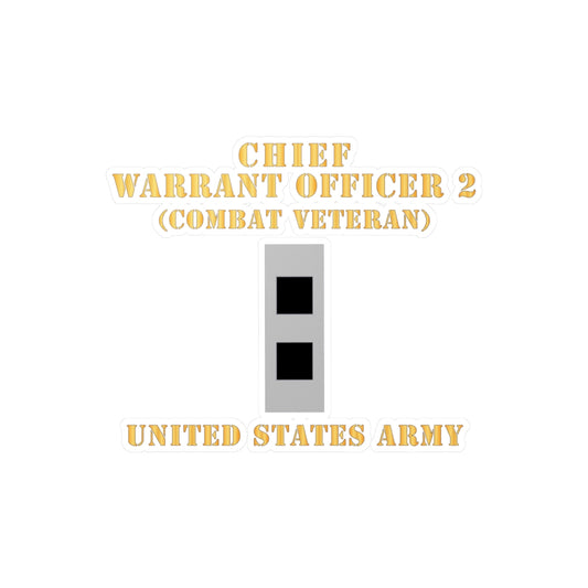 Kiss-Cut Vinyl Decals - Army - Chief Warrant Officer 2 - CW02 - Flat - Combat Veteran X 300