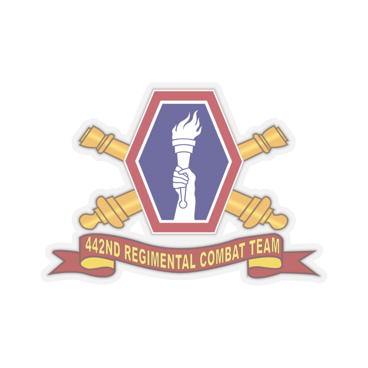 Kiss-Cut Stickers - Army - 442nd Infantry Regimental Combat Team w Artillery Br - SSI - Ribbon X 300