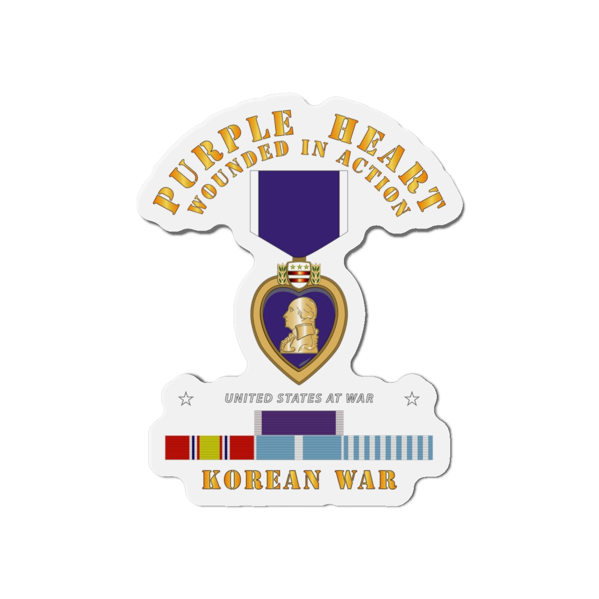 Die-Cut Magnets - Purple Heart - WIA w Korean War  w Purple Heart