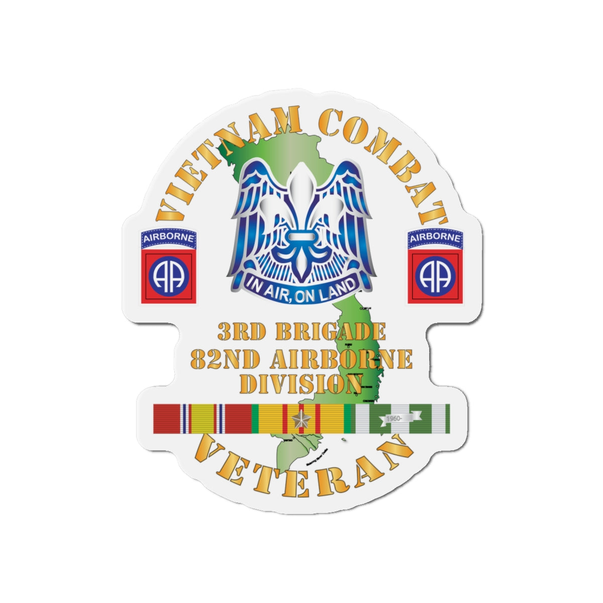 Die-Cut Magnets - Army - Vietnam Combat Vet - 3rd Bde 82nd Airborne Div DUI w VN SVC  wo CIB X 300