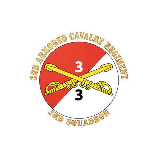 Kiss-Cut Vinyl Decals - Army - 3rd Squadron - 3rd Armored Cavalry Regiment with Text X 300